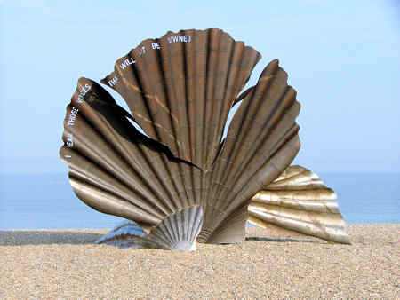 Image of Hambling's shell on the beach at Aldburgh