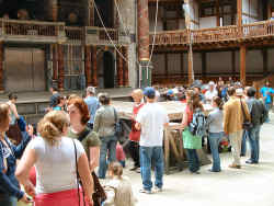 The yard of the Globe with the new platform extening the stage in the centre